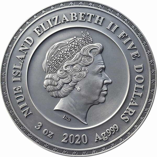 2020 Niue 3 Ounce Amun-Ra Divine Faces of the Sun .999 Silver Coin