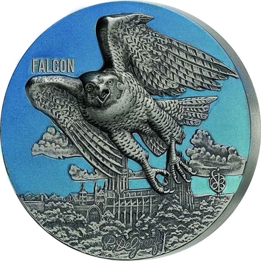 2022 Benin 3 oz Urban Hunters Falcon High Relief Silver Coin